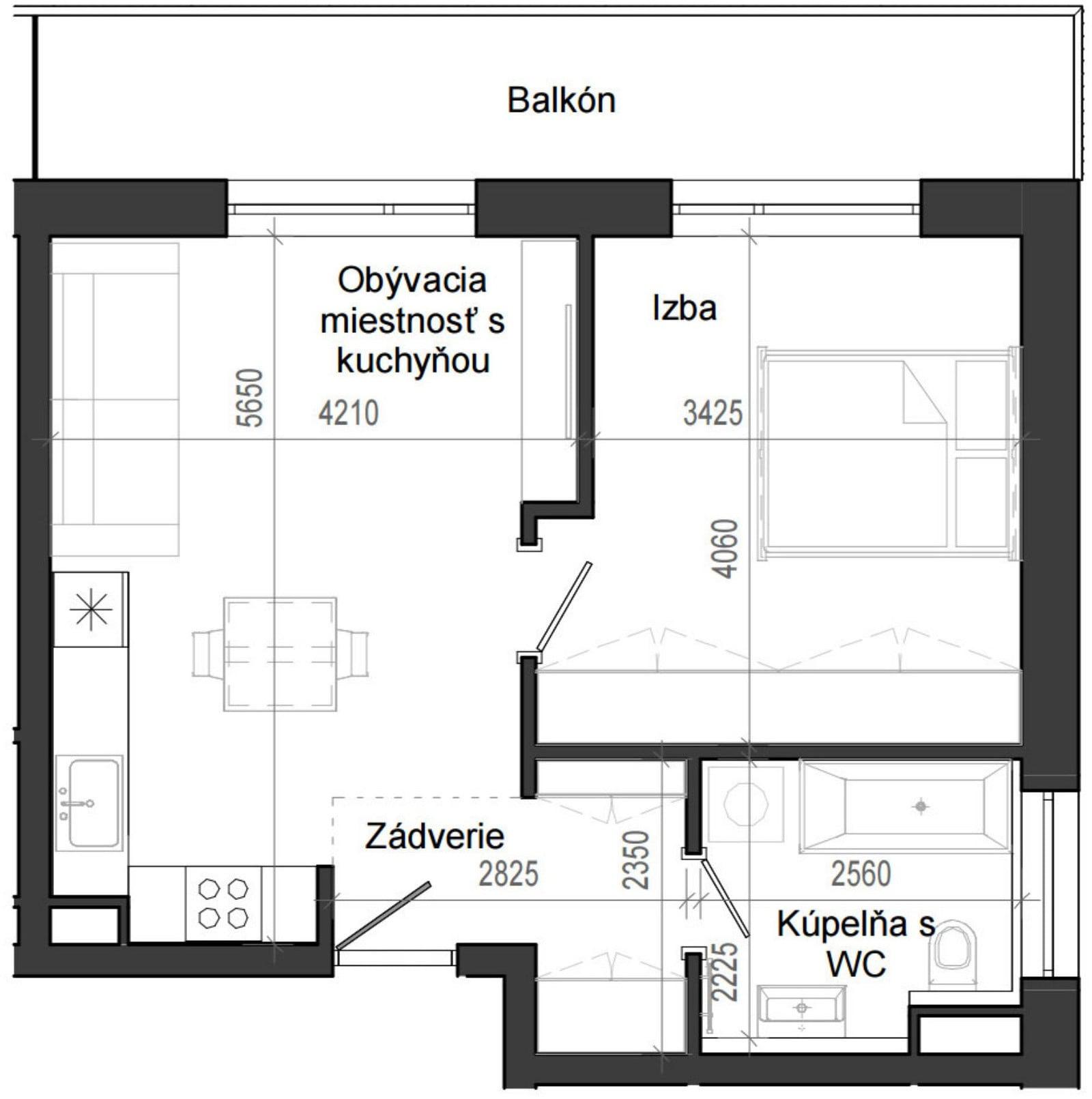 2 izbový byt B14 - 5E
