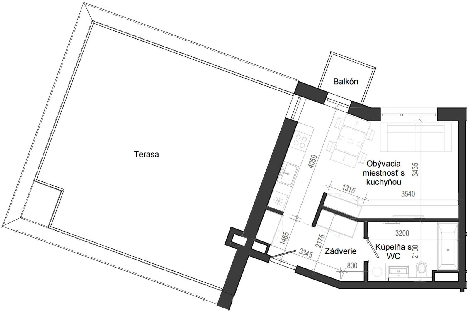 1 izbový byt B14 - 6A