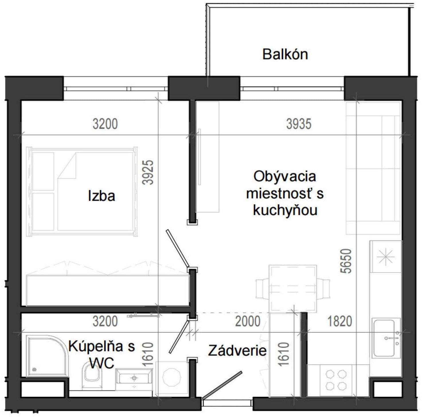 2 izbový byt B14 - 6B