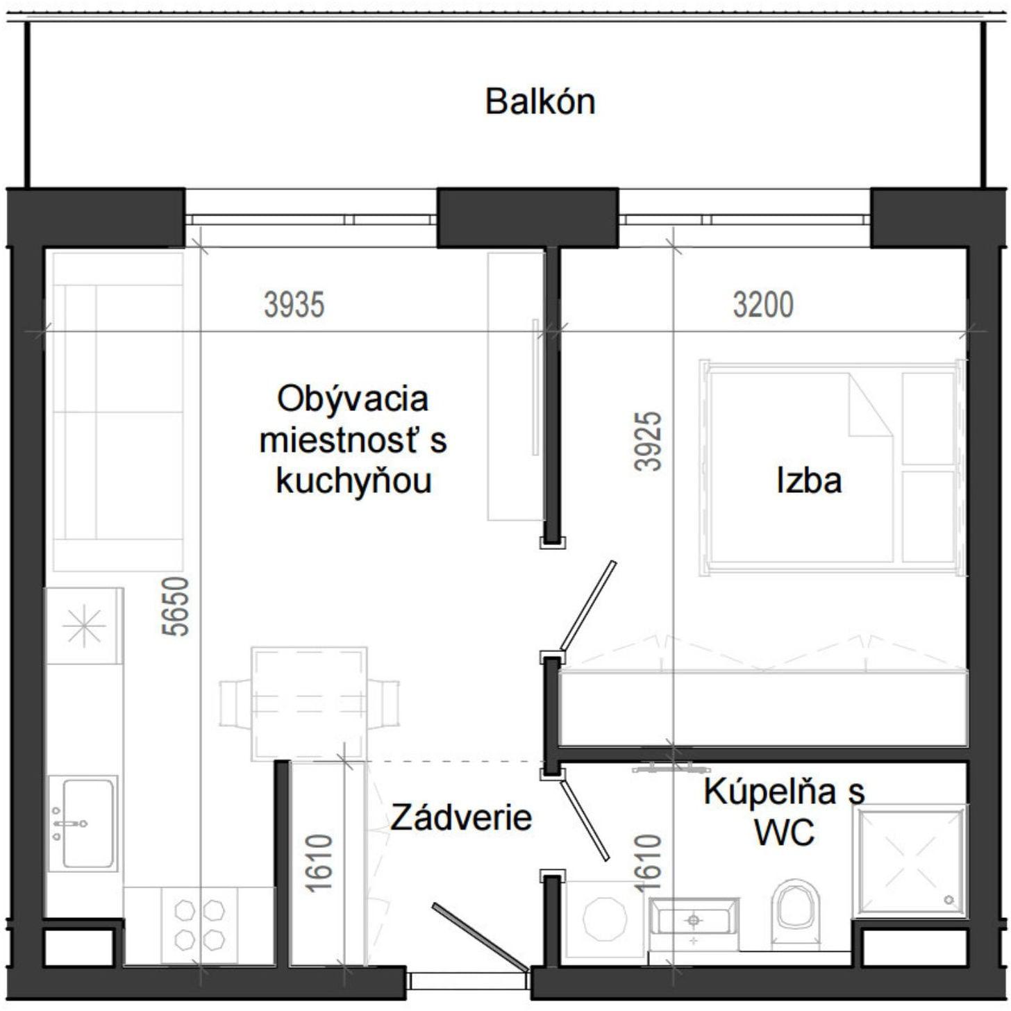 2 izbový byt B14 - 6C