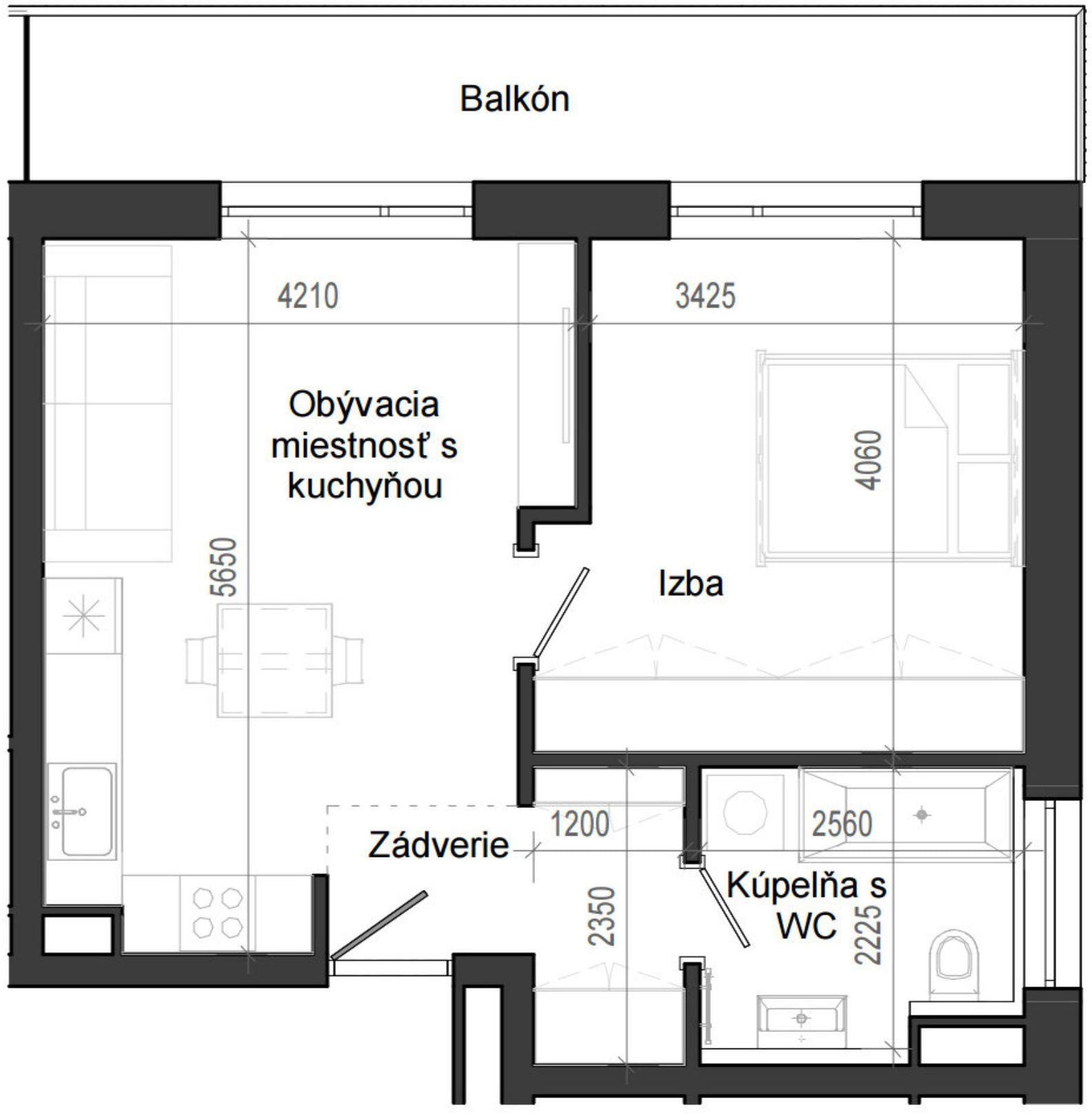 2 izbový byt B14 - 6D
