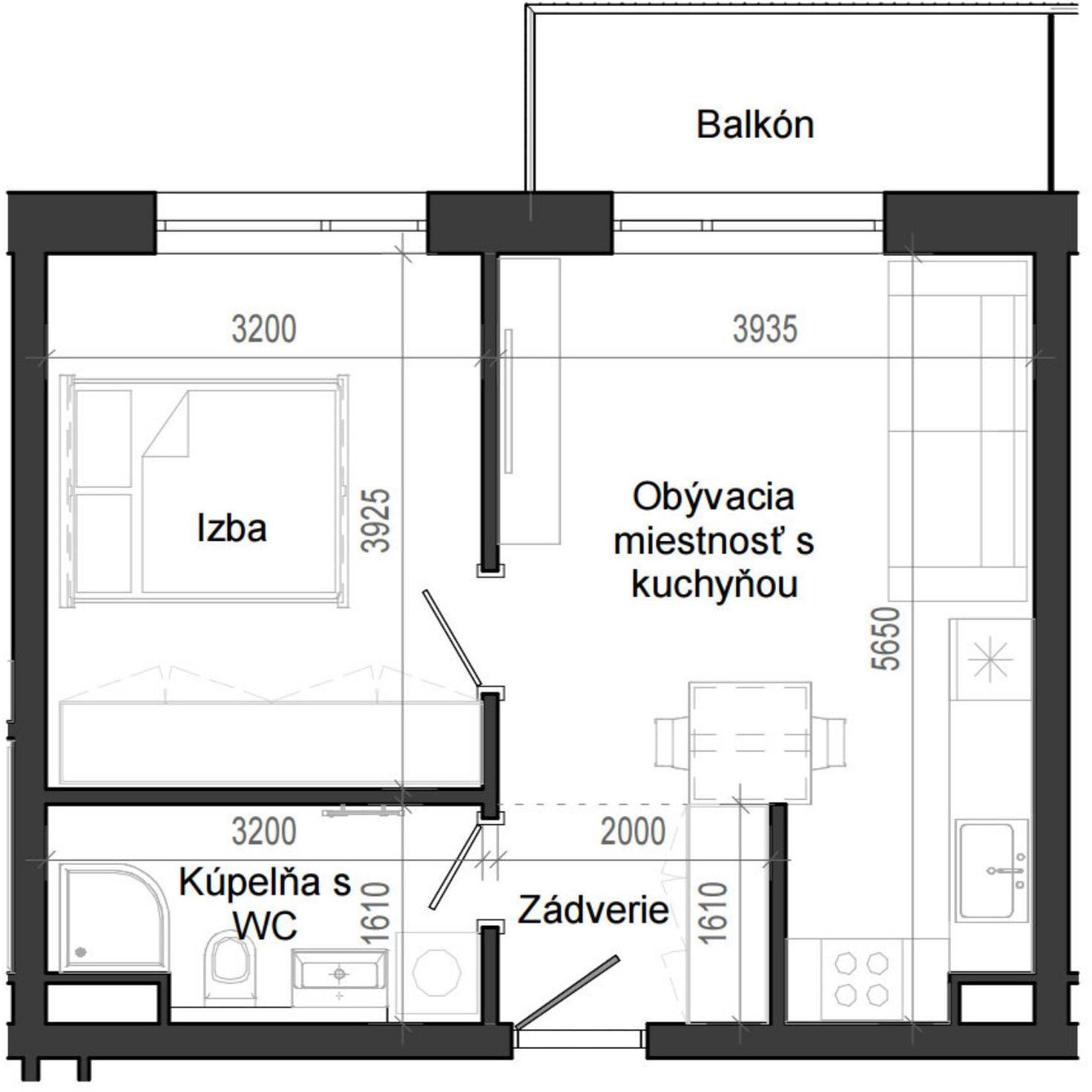 2 izbový byt B14 - 7B