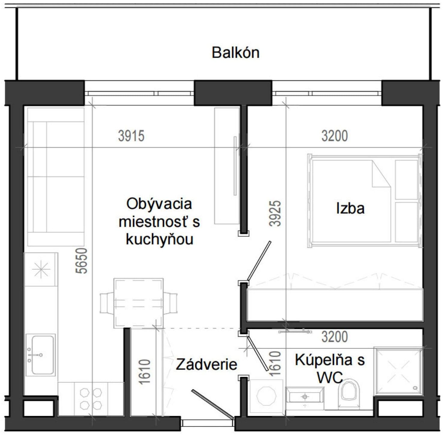 2 izbový byt B14 - 7C