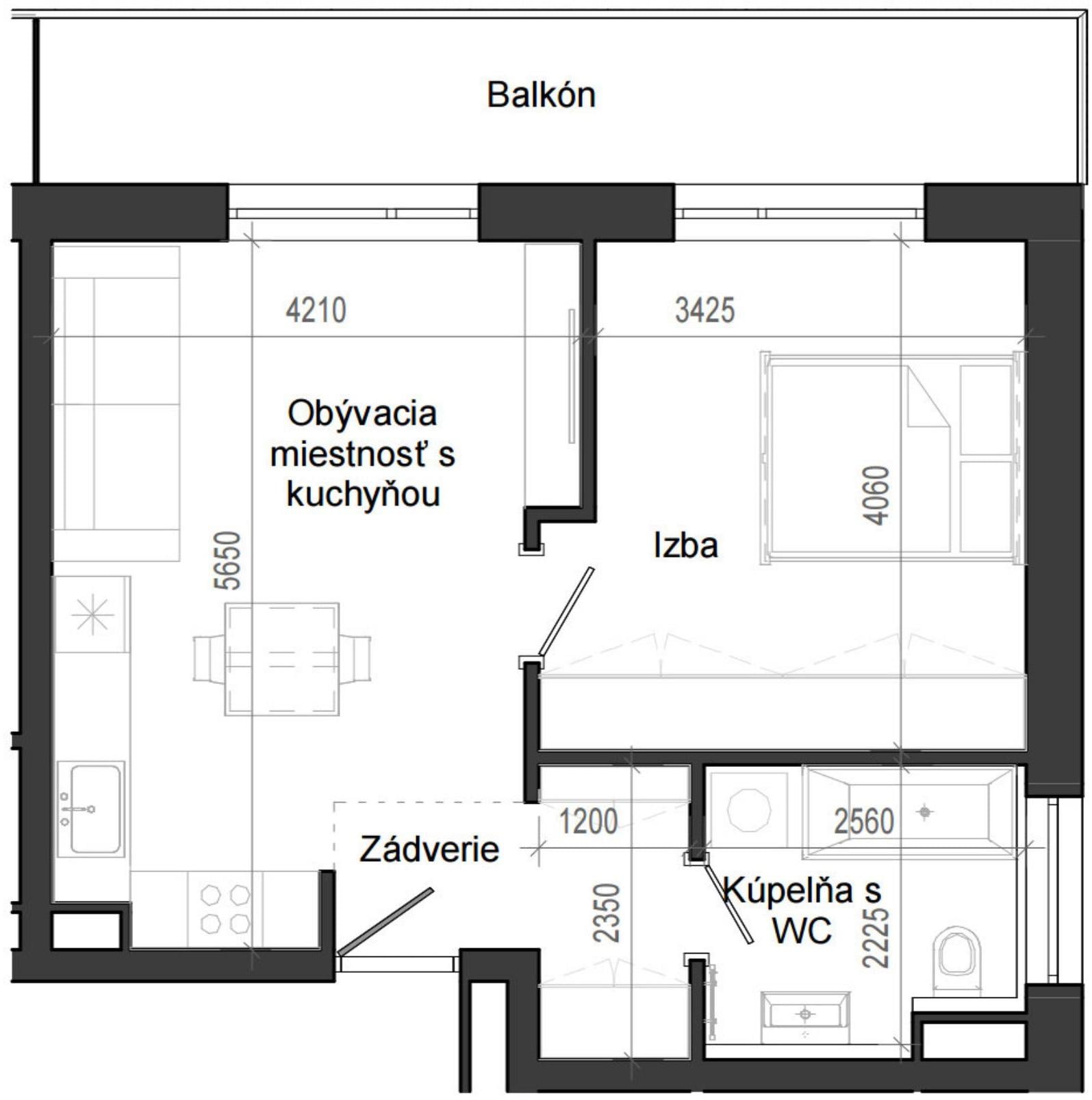 2 izbový byt B14 - 7D
