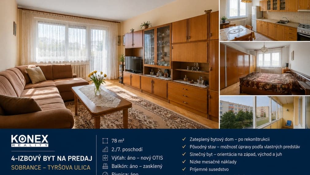 ID-4499 NA PREDAJ 4-izbový byt v Sobranciach – Tyršová ulica